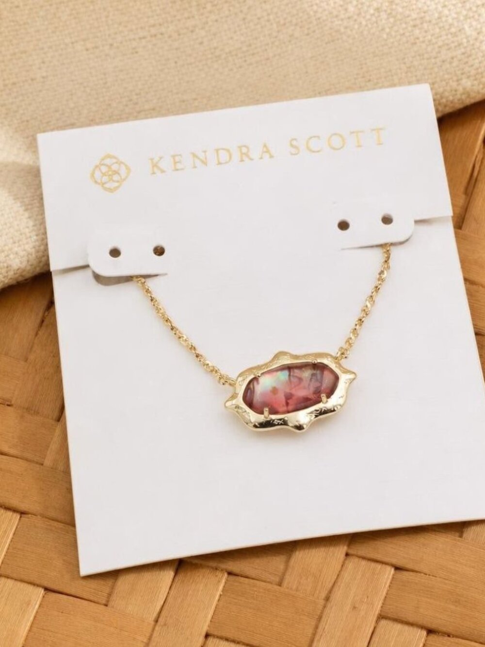 Kendra Scott Gold Necklace Light Pink Abalone